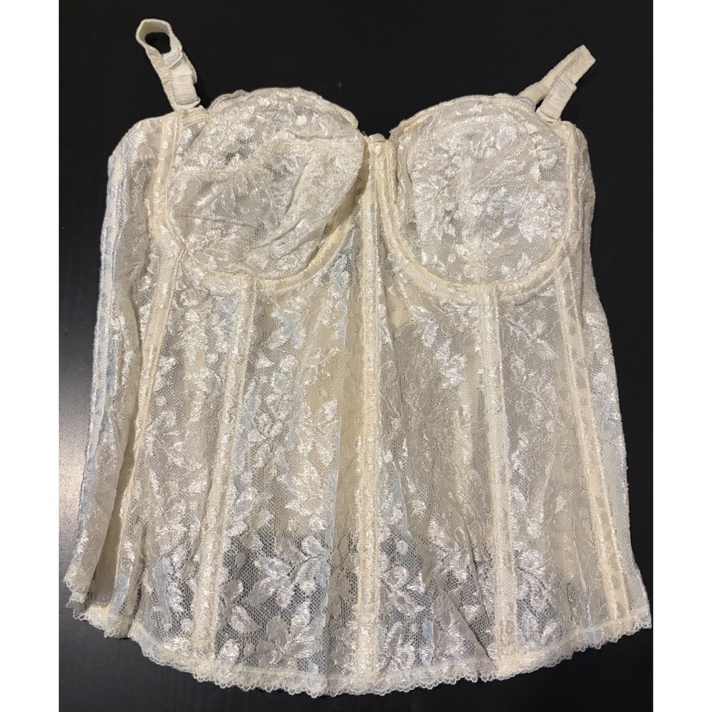Vintage Warner's Irresistibly Yours Size 34D Made In Australia Lace Corset Ivory